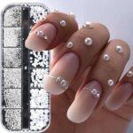 perlas uñas blancas nail art elegante decoración uñas gel efecto 3D
