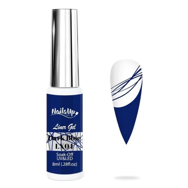 delineador gel uñas NailsUp LX04 azul oscuro nail art líneas finas diseño