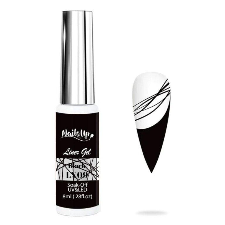delineador gel uñas NailsUp LX09 negro líneas finas nail art diseño profesional