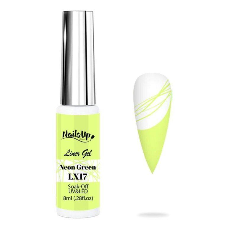 delineador gel uñas NailsUp LX17 verde neon intenso nail art precisión