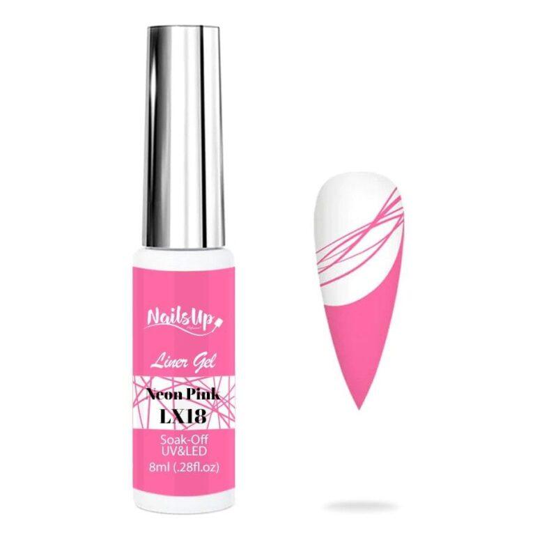 delineador gel uñas NailsUp LX18 rosa neon nail art líneas finas diseño