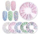 strass uñas colores pastel nail art cristales decoración uñas gel