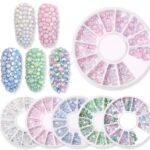 strass uñas colores pastel nail art cristales decoración uñas gel