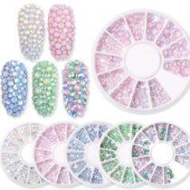 strass uñas colores pastel nail art cristales decoración uñas gel