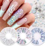 strass uñas multicolor efecto aurora cristales nail art decoración uñas gel