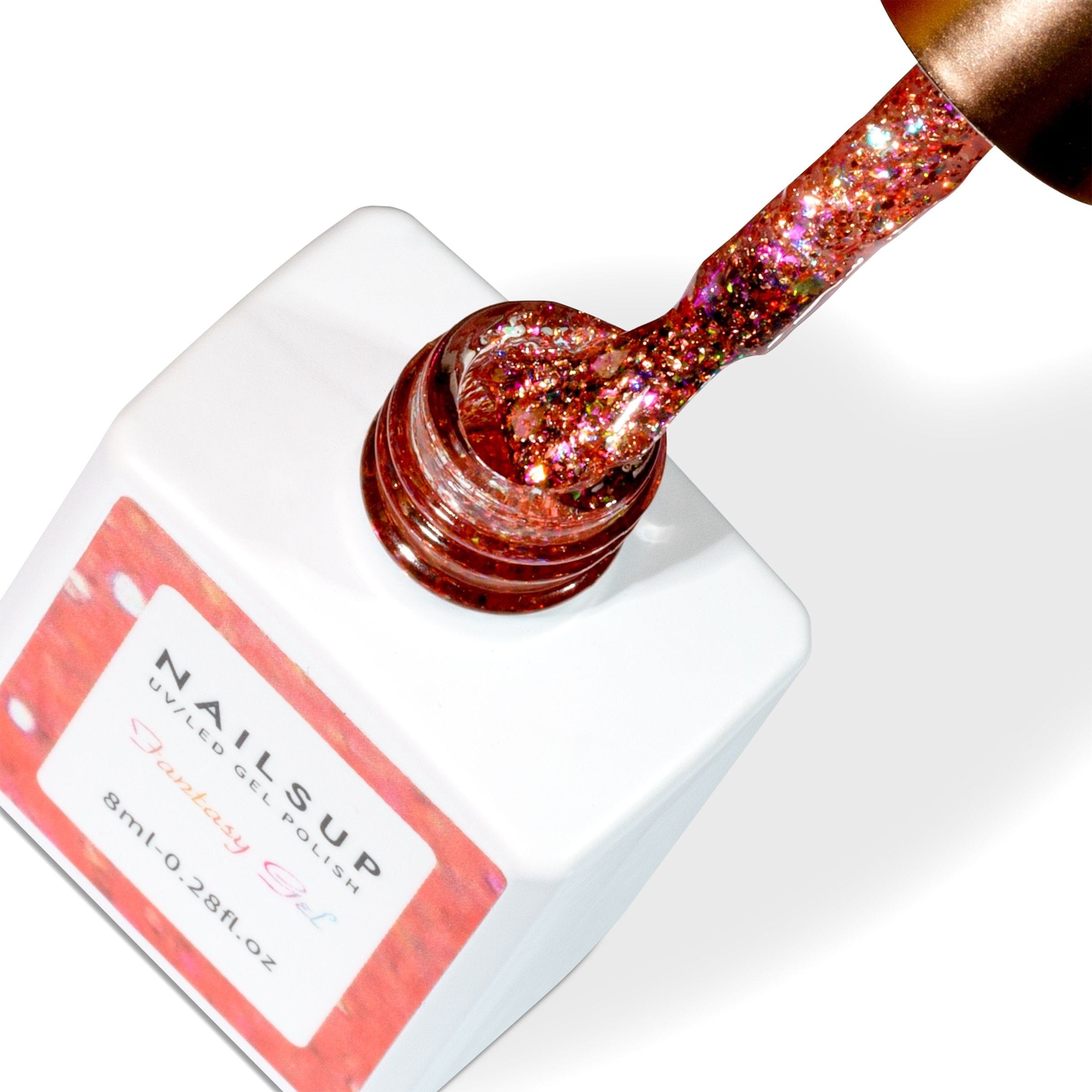 Fantasy Gel Glitter Cobre Rosado NailsUp – Gel UV Holográfico para Uñas Gel UV Fantasy Gel NailsUp color cobre rosado con glitter holográfico multicolor para nail art profesional.