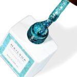Gel UV Fantasy Gel NailsUp azul turquesa con glitter holográfico brillante para uñas y nail art.