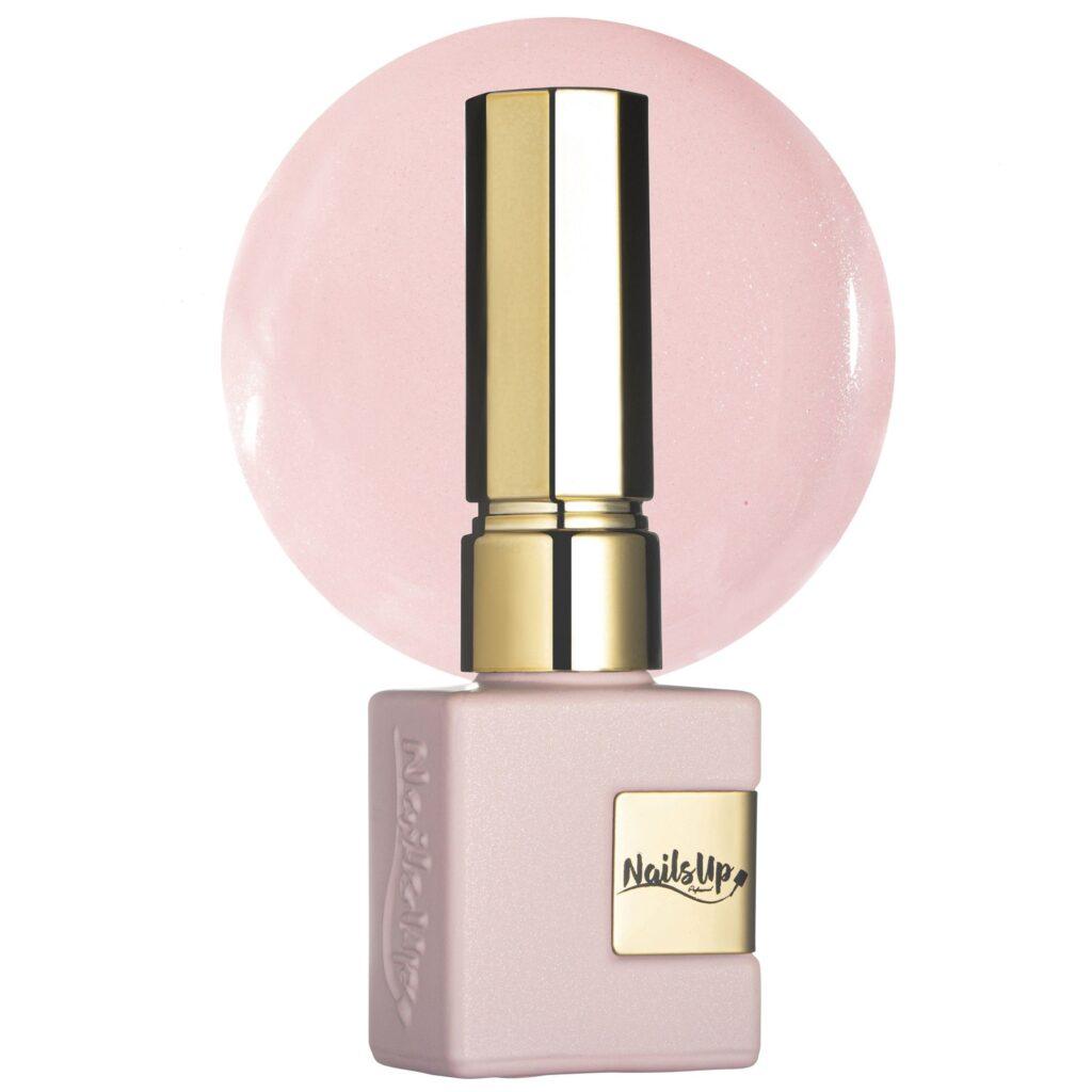 Esmalte semipermanente NailsUp rosa perlado lechoso con acabado glow elegante y brillante.