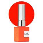 Esmalte semipermanente NailsUp coral neón con acabado vibrante y cobertura uniforme.