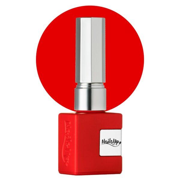 Esmalte semipermanente NailsUp rojo neón vibrante con acabado uniforme y alta pigmentación.