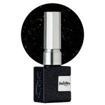 Esmalte semipermanente NailsUp Infinity Black negro con microglitter brillante efecto galaxia.