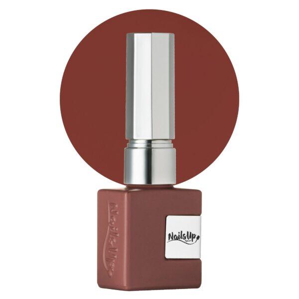Esmalte semipermanente NailsUp marrón chocolate elegante con acabado uniforme y sofisticado.