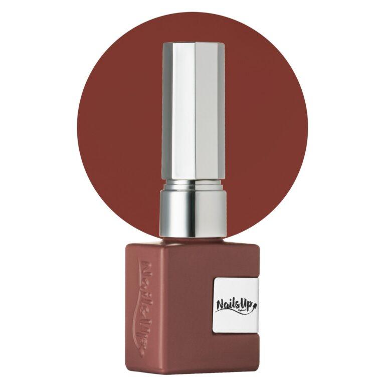 Esmalte semipermanente NailsUp marrón chocolate elegante con acabado uniforme y sofisticado.