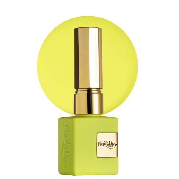 Esmalte semipermanente NailsUp amarillo lima neón con acabado vibrante y alta cobertura.