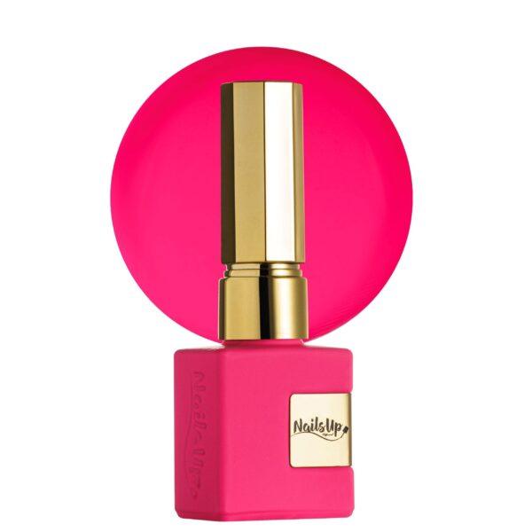 Esmalte semipermanente NailsUp rosa neón intenso con acabado vibrante y cobertura uniforme.
