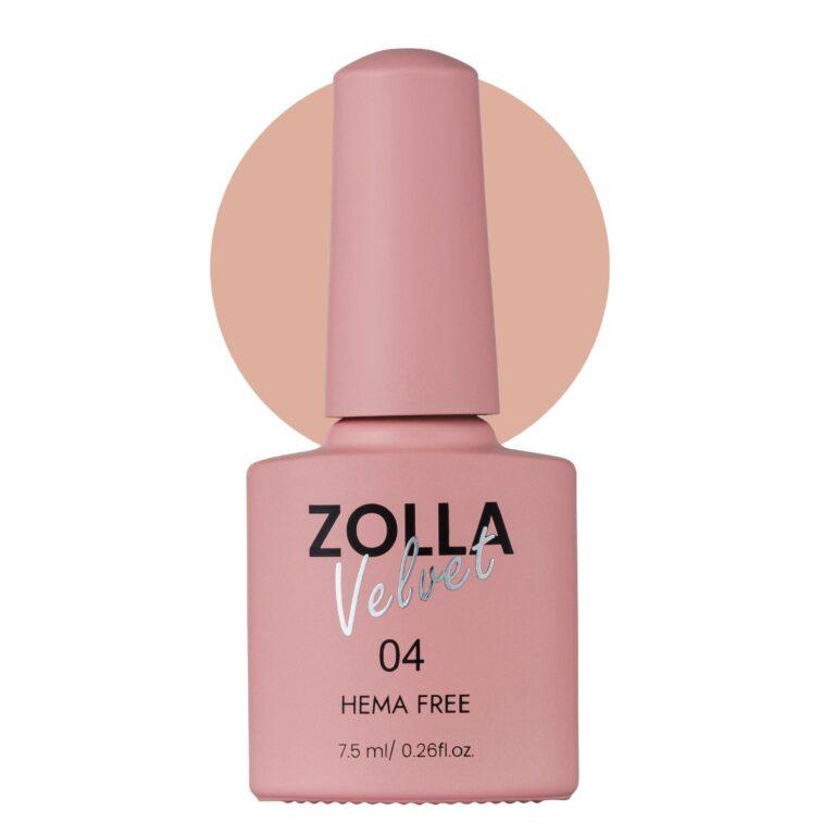 Esmalte semipermanente Zolla Velvet 04 color rosa nude claro HEMA Free para manicura y pedicura profesional.