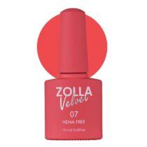 Esmalte semipermanente Zolla Velvet 07 color coral rosa HEMA Free para manicura y pedicura profesional.