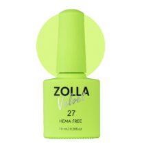 Esmalte semipermanente Zolla Velvet 27 color verde neón HEMA Free para manicura y pedicura profesional.