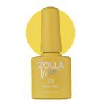 Esmalte semipermanente Zolla Velvet 28 color amarillo pastel HEMA Free para manicura y pedicura profesional.