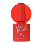 Esmalte semipermanente Zolla Velvet 29 color rojo coral intenso HEMA Free para manicura y pedicura profesional.