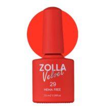 Esmalte semipermanente Zolla Velvet 29 color rojo coral intenso HEMA Free para manicura y pedicura profesional.
