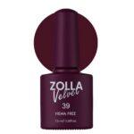 Esmalte semipermanente Zolla Velvet 39 color burdeos oscuro HEMA Free para manicura y pedicura profesional.