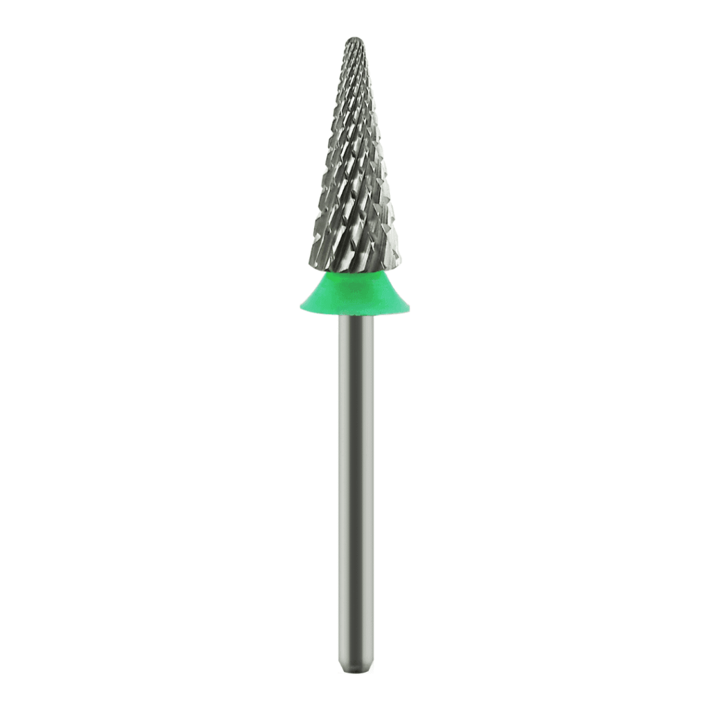 fresa carburo verde 6mm NailsUp cono eliminación gel acrílico alta abrasividad