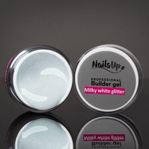 Gel UV Autonivelante de NailsUp - Milky White Glitter 15g