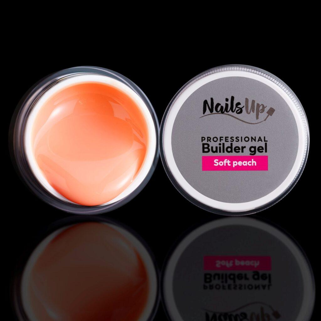 gel UV NailsUp Peach Diamond 15g melocoton con glitter autonivelante uñas