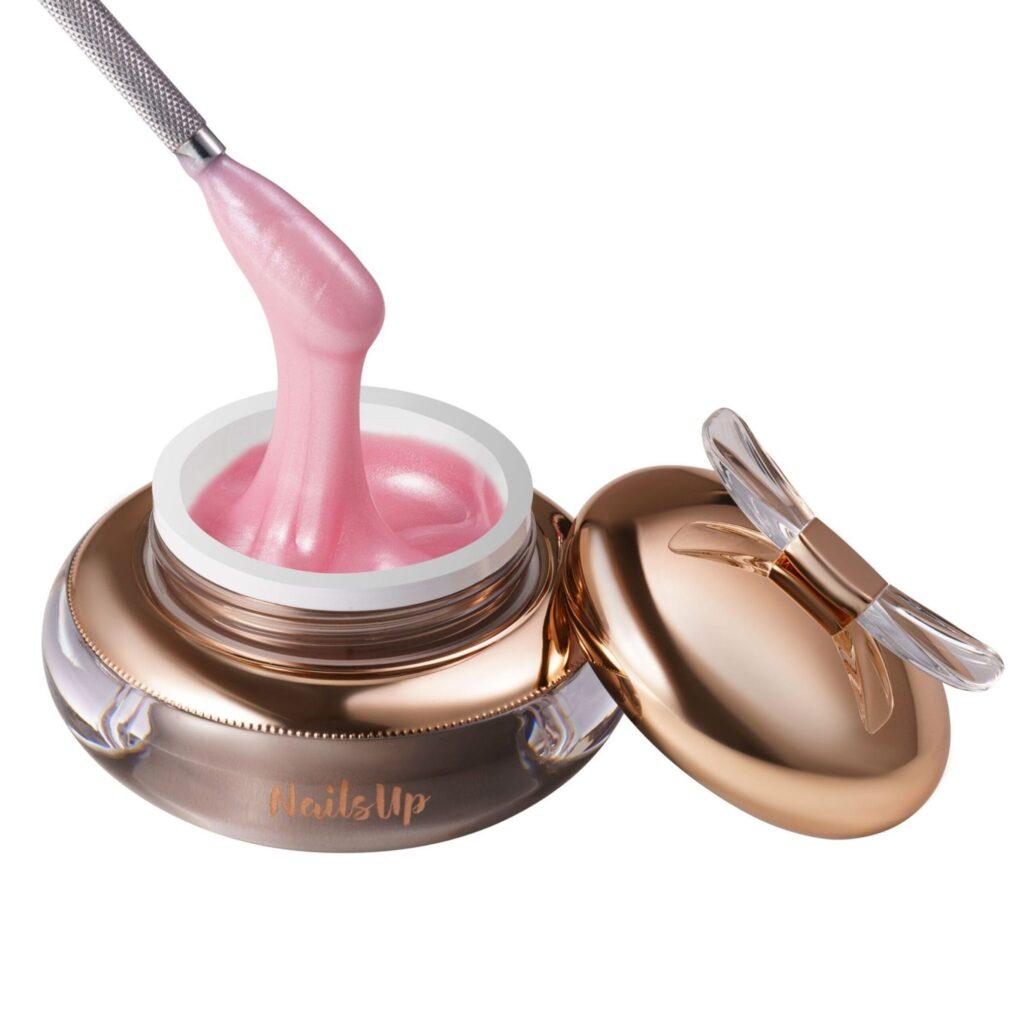 gel UV rosa baby NailsUp autonivelante construcción uñas brillo natural