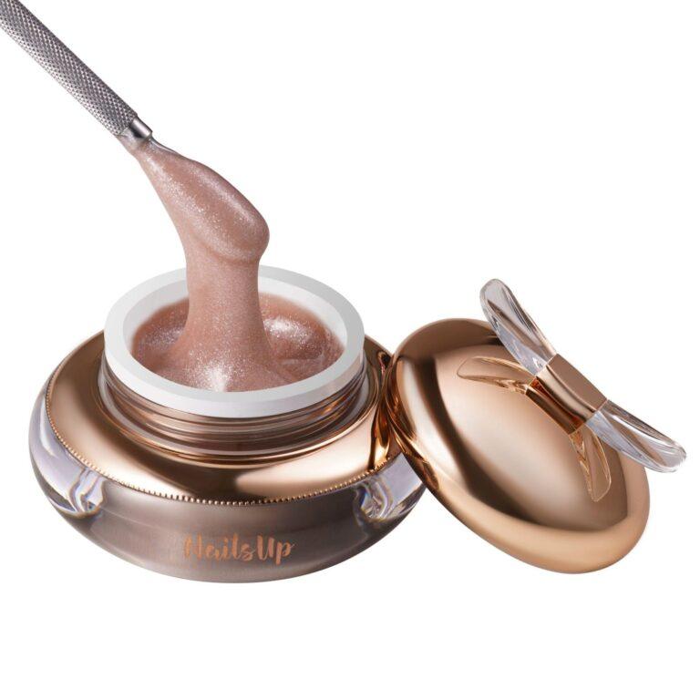 gel UV nude shimmer NailsUp constructor brillo perlado uñas autonivelante