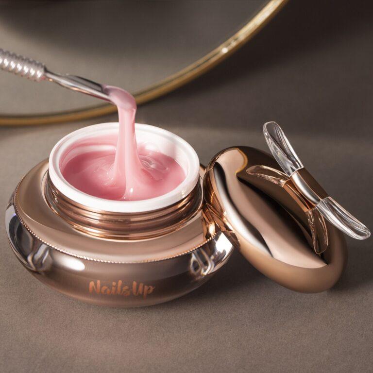 Gel UV NailsUp Jelly 50g color sweet pink para construcción y extensión de uñas con acabado natural y profesional.