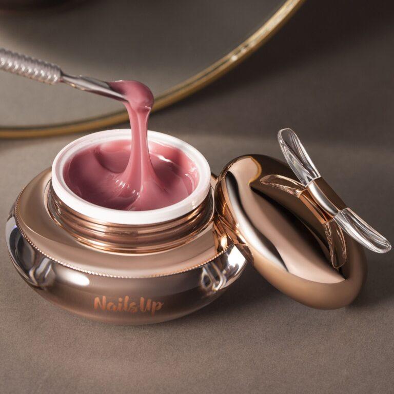 Gel UV NailsUp Jelly 50g color blush pink para construcción y extensión de uñas con acabado suave y profesional.