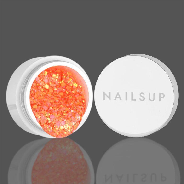 gel uñas naranja neon glitter NailsUp brillo intenso decoración nail art