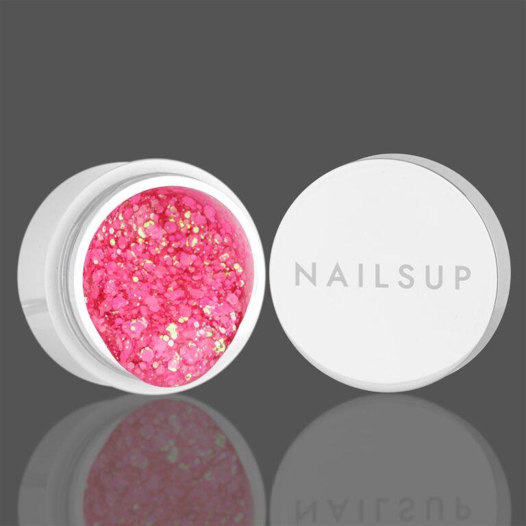 Gel glitter rosa neón NailsUp efecto brillante nail art profesional