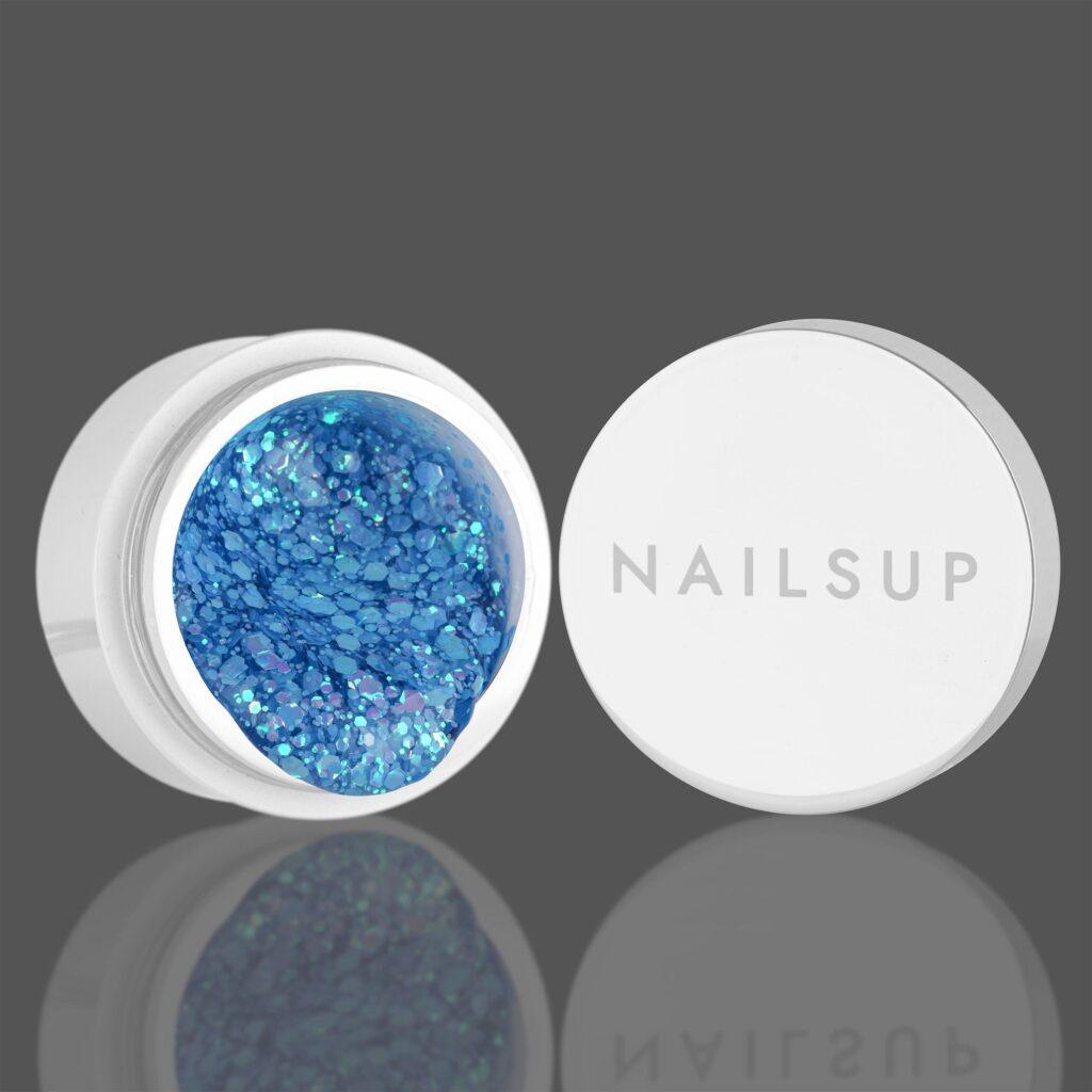 gel uñas azul glitter NailsUp efecto brillo intenso decoración nail art