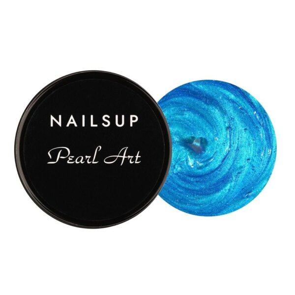 gel Pearl Art azul NailsUp efecto shimmer perlado decoración uñas