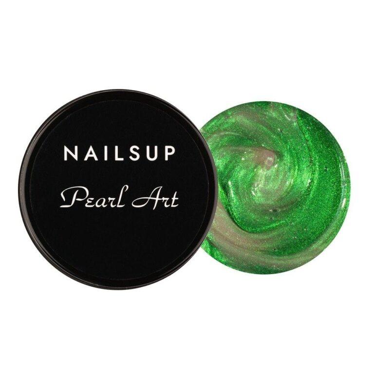 gel Pearl Art verde NailsUp efecto perlado shimmer decoración uñas