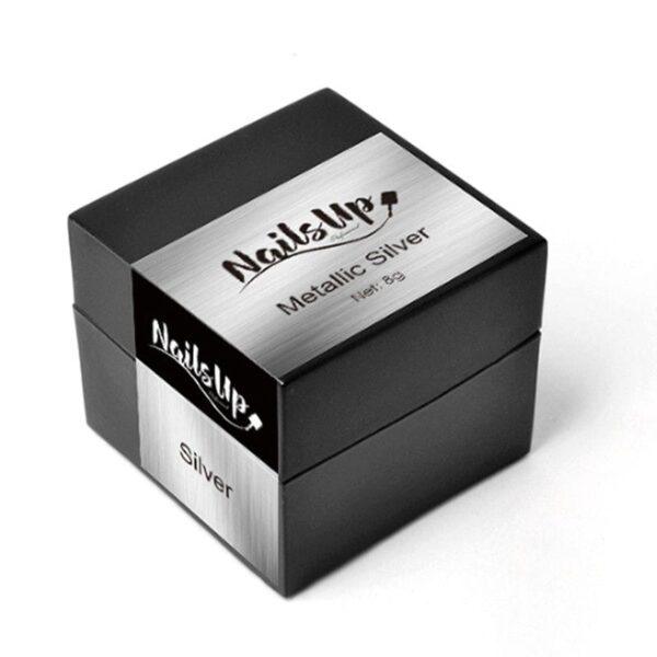 gel uñas plata metalico NailsUp 8g efecto chrome brillo espejo nail art