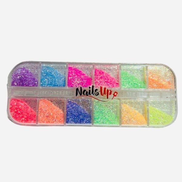 Set glitter colores neon NailsUp decoración uñas nail art