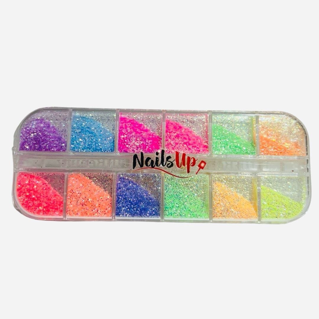 Set glitter colores neon NailsUp decoración uñas nail art Set glitter colores neon NailsUp decoración uñas nail art