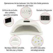 lámpara uñas NailsUp funciones temporizador 10s 30s 60s pantalla LCD base extraíble
