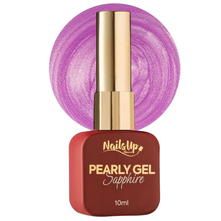 Gel Pearly Sapphire NailsUp color lila perlado con efecto shimmer para manicura y pedicura profesional.