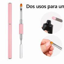 pincel doble polygel NailsUp rosa espatula aplicador gel constructor uñas