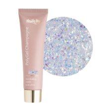 polygel champagne 01 glitter iridiscente NailsUp efecto hielo cristal uñas
