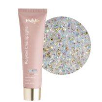 polygel NailsUp champagne 05 glitter transparente multicolor partículas grandes efecto cristal uñas