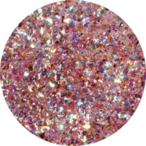 glitter cristal rosa holográfico NailsUp reflejos multicolor decoración uñas
