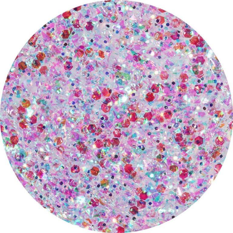 polygel champagne 22 glitter holográfico multicolor NailsUp brillo intenso uñas