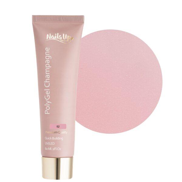 polygel NailsUp Champagne 52 rosa con brillo gel construcción uñas elegante