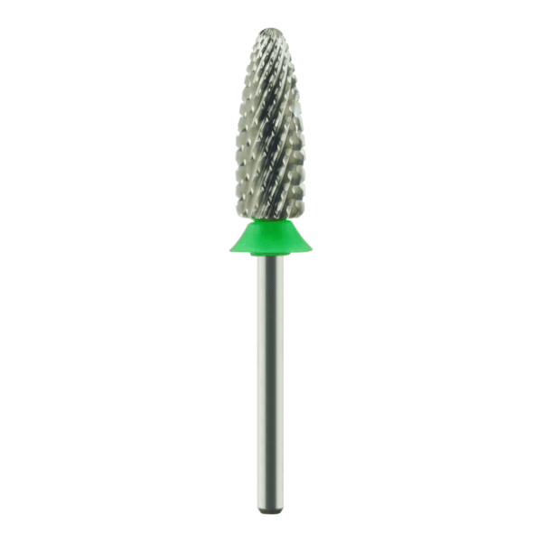 Punta de fresa carburo NailsUp para eliminar gel, cónica, verde, 60mm